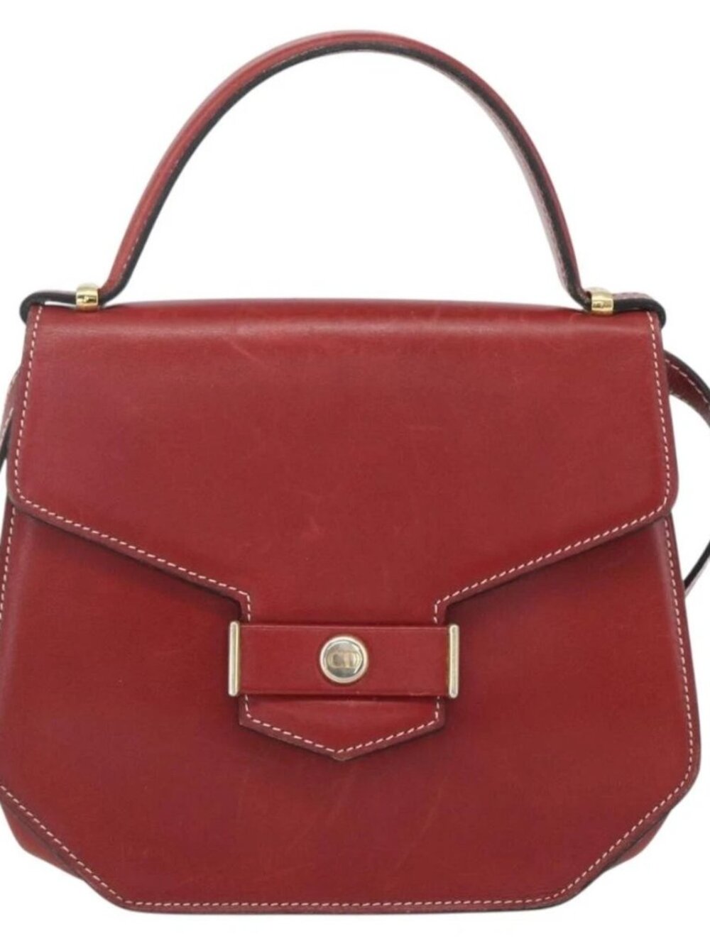 Christian Dior Hand Bag Leather 2way Red Gold Auth 159290 - Picture 2 of 16